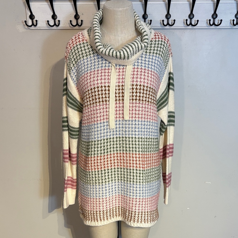 Northern Reflections Pastel Plaid Cowl Neck Sweater